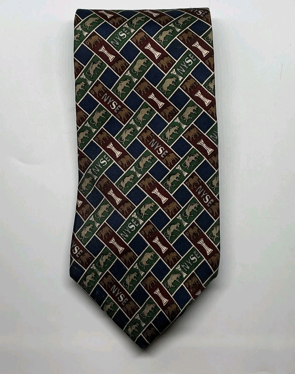 NYSE Silk Tie Blue Logo Pattern New York Stock Exchange Mens Necktie