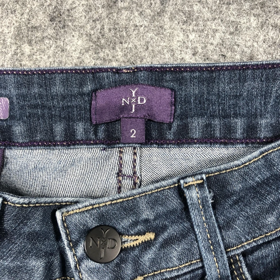 NYDJ Jeans Womens 2 Blue Barbara Bootcut Lift Tuck Stretch Studded Pockets USA - Image 2 of 4