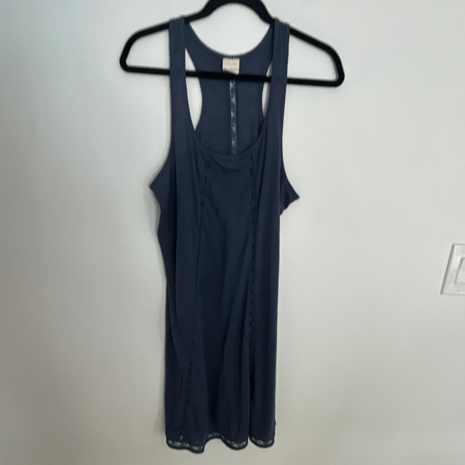 Jasmine & Ginger Women's Blue Racerback Lace Trim Scoop Neck Dress Tank Top Blu