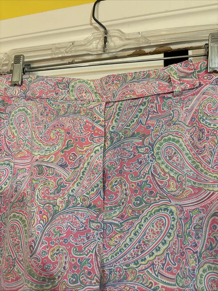 Pantalones IZOD Estampado Inspirados en Lirios Rosa Paisley Talla 16 Recortados Resort Crucero Playa Foto 3 de 4