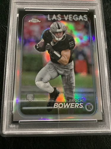 2024 Topps Chrome Football Brock Bowers Refractor #207 RC LV Raiders Rookie RC - Picture 2 of 7