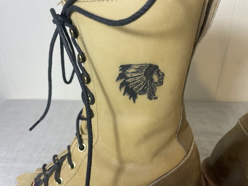 Chippewa Hombres Cuero Botas de Trabajo Encaje Punta Punta Roper Vaquero Talla 10.5 Marrón Tostado - Imagen 9 de 11