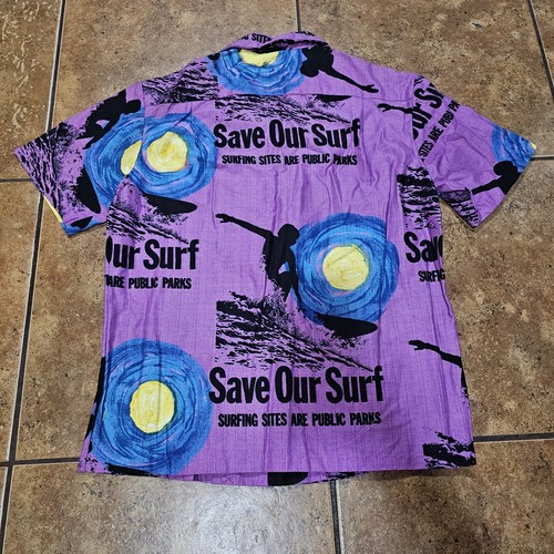 Camisa hawaiana vintage Ui Maikai abotonada Save Our Surf Deadstock algodón grande - Imagen 4 de 9