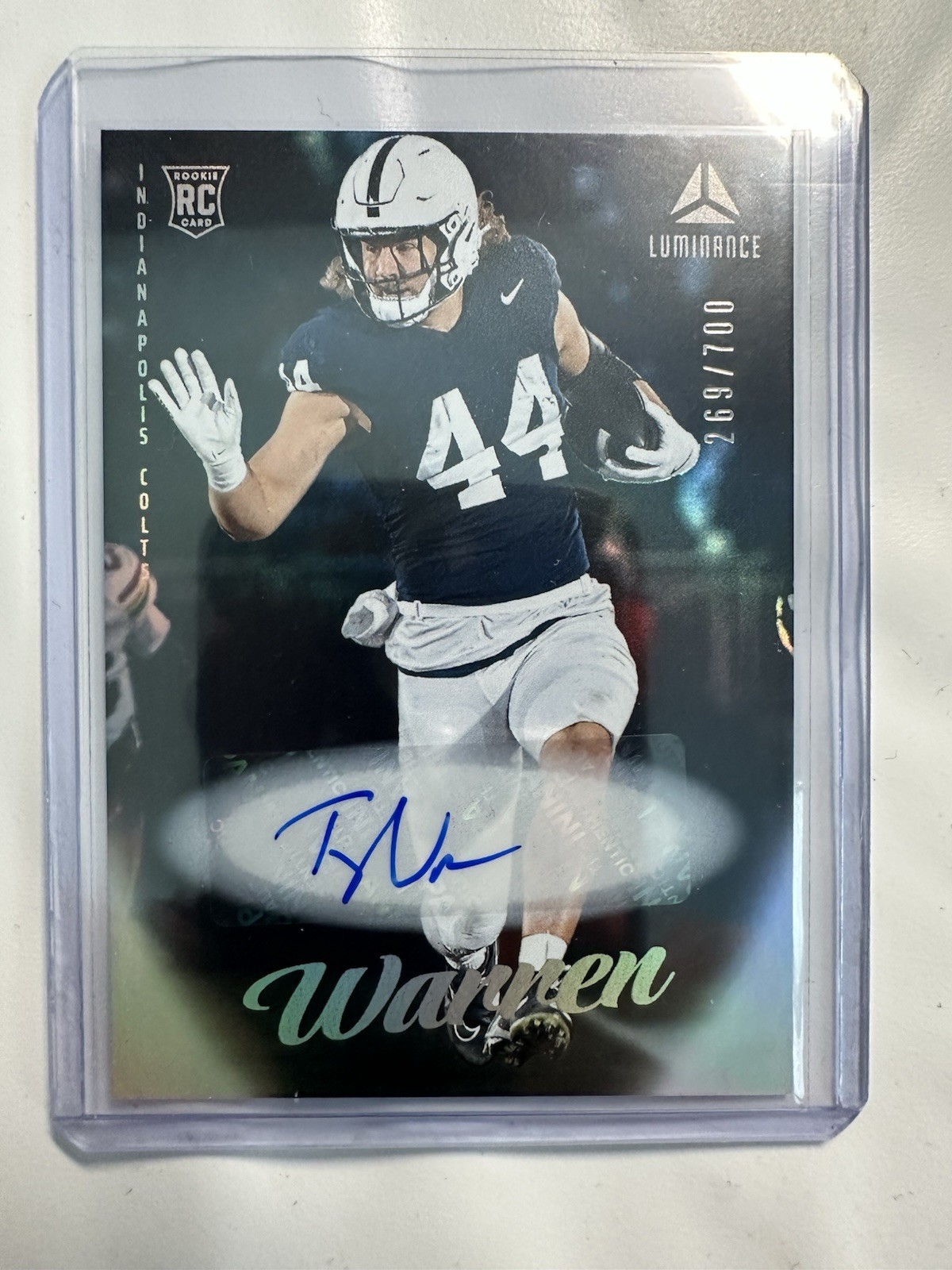 2025 Panini Luminance Tyler Warren #138 Auto /700 PSU Colts RC Rookie Autograph