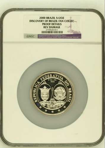 2000 Brazil Silver 5oz Discovery of Brazil Official Mint Medal NGC Proof Details