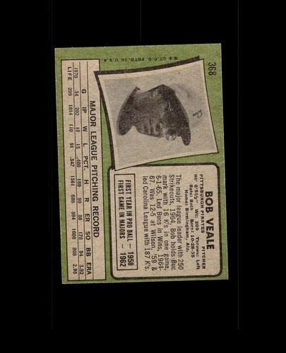 1971 Topps 368 Bob Veale VG #D1.400833 - Bild 2 von 2