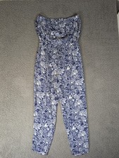 Lilly Pulitzer For Target Blue And White Fish Print Strapless Jumpsuit Size XL
