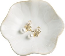 Jewelry Dish Tray, Ring Dish, Ceramic Trinket 4.3" x x 1.2", Milky White 