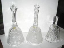 Vintage Crystal/Etched Glass Bells Lot of 3
