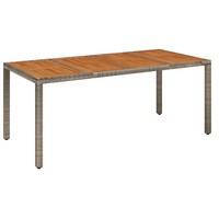 Gartentisch Mit Holzplatte Grau 190X90X75 Cm Poly Rattan