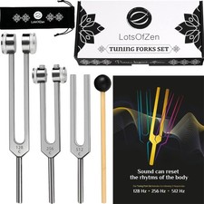 Tuning Forks for Healing Set 128Hz, 256Hz, 512Hz   Essential Yoga and Medit...