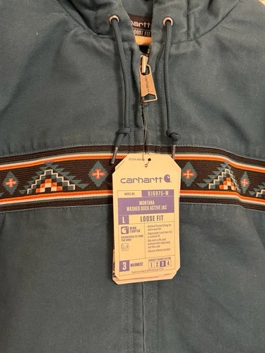 Carhartt Anniversary Yellowtail Montana Active Jac Aztec Medium NWT Teal Blue image 3