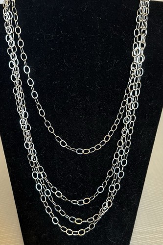 925 Sterling Silber Schleife Endlos Kette Halskette 100" LANG Oval Gelötete Glieder