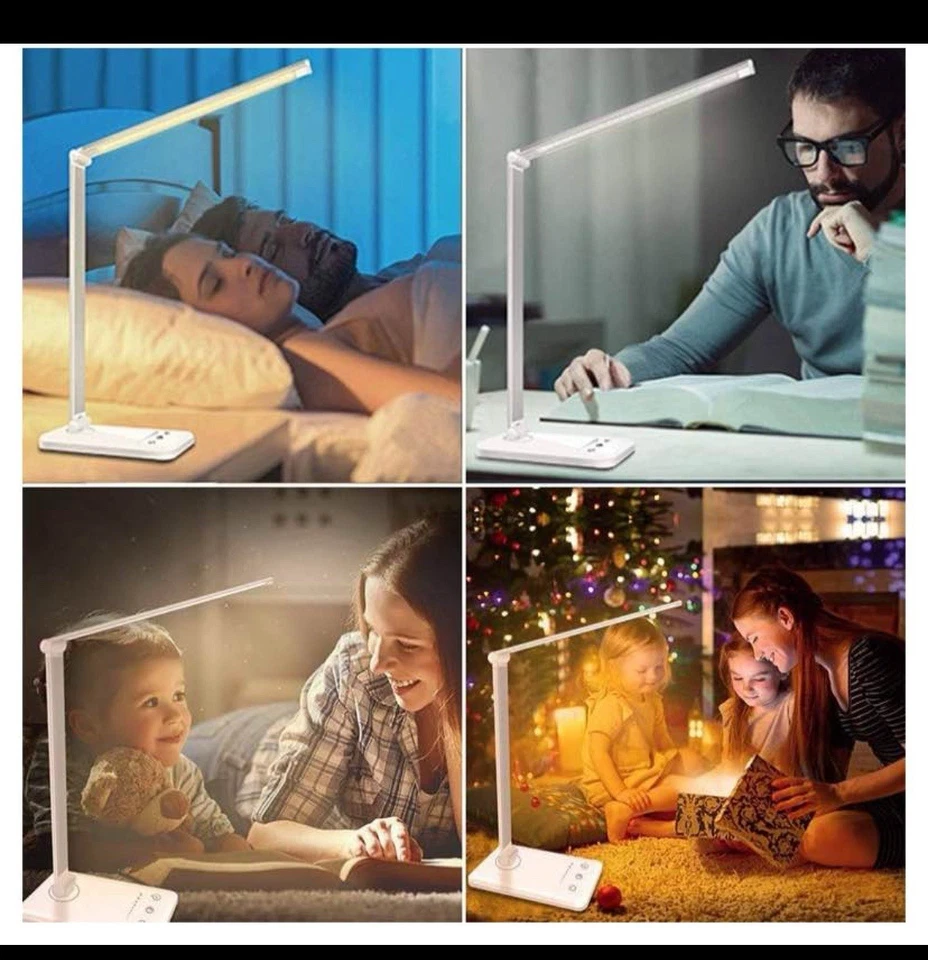 Lámpara de Mesa Escritorio LED Plegable Escritorio Lectura Dormitorio Oficina Lámparas Accesorios Negro Foto 4 de 4