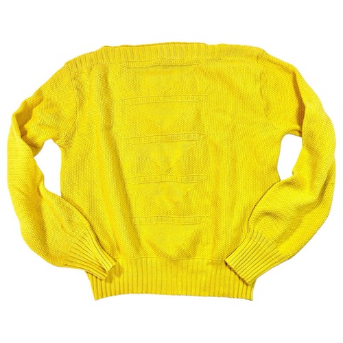 Vintage Lacoste x IZOD Yellow Cotton Knit Sweater Boat Neck Geometric Design - 第 4/9 張圖片