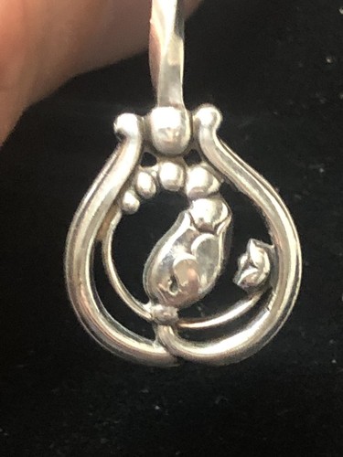 "Pinze Ghiaccio Antiche Art Déco Georg Jensen Argento Sterling Fiore Zucchero Danimarca 4" - Foto 6 di 9