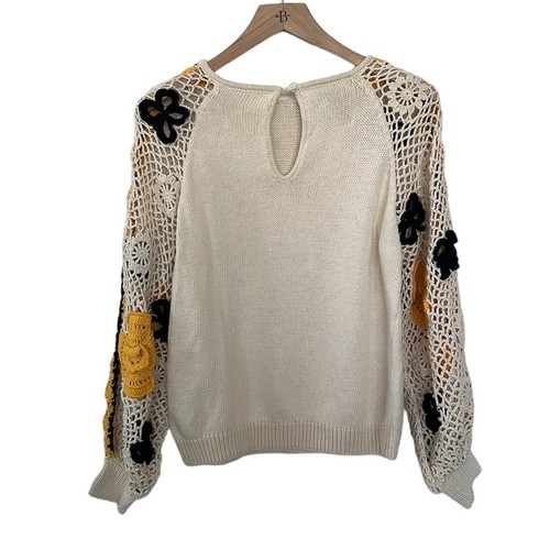 Suéter Stella Pardo Paris Lisa Hecho a Mano Flor Abierta Crochet Talla XS/Pequeño $405 - Imagen 5 de 15