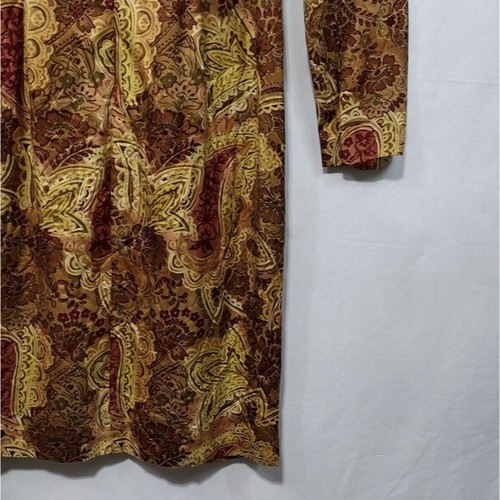 Vintage Donna Morgan 100% Silk Floral Paisley Dress Women's 6P Brown Boho Retro - Picture 5 of 9