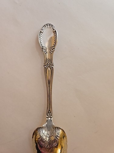 Vintage Tiffany Co Preserve Spoon 9" Richelieu Sterling Gold Wash Mono MCA 91 g - Picture 2 of 10