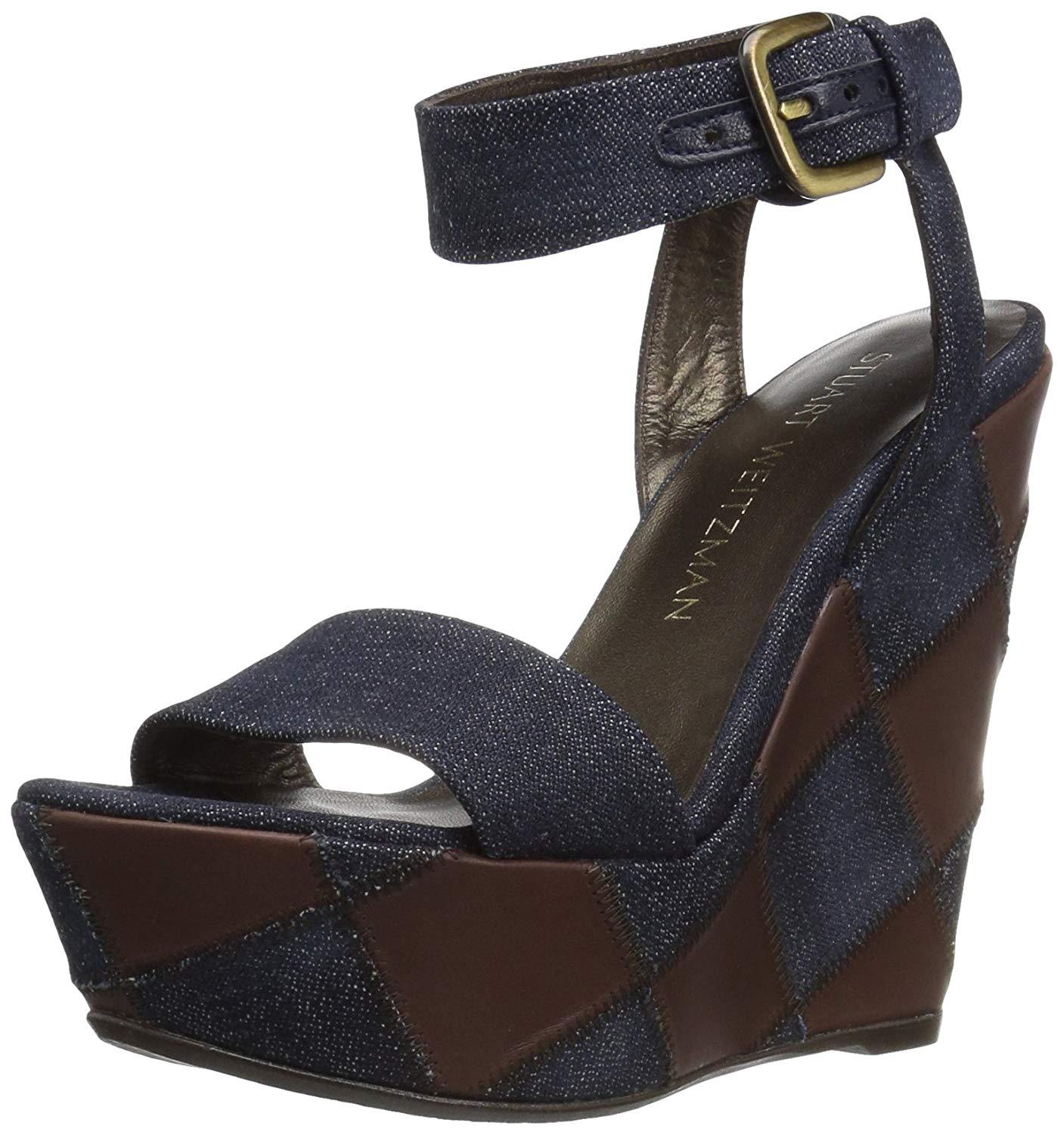Stuart Weitzman Mujer letsdance Sandalia de cuña nos 8 M De Navy Denim De M Cuero 3e8f5c Stuart Weitzman Mujer letsdance Sandalia de cuña nos 8 M De Navy Denim De M Cuero 3e8f5c