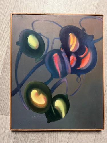 Modern Original Lucien MARDUEL (1931) Yellow Red Abstraction Painting - Picture 4 of 8