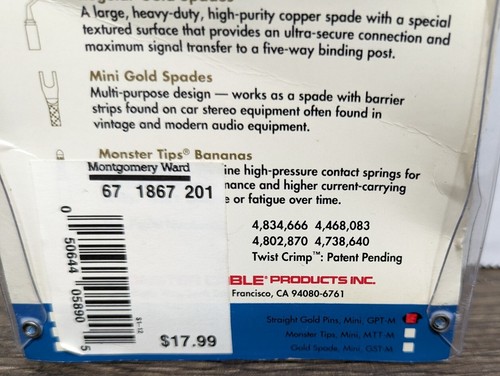 Minster Cable 24K Gold Speaker Cable Connectors 1 Pack Mini Twist Crimp NOS - Picture 6 of 6