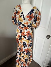 MONSOON GORGEOUS FLORAL PRINT MAXI OCCASION DRESS SIZE xl