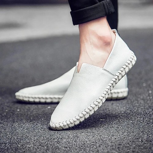Loafers Leather Shoes Men's Casual Moccasins Breathable Driving Flats Shoes - Picture 7 of 29