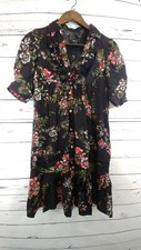 MNG Suit Black Floral Button up Dress Womens Size 4