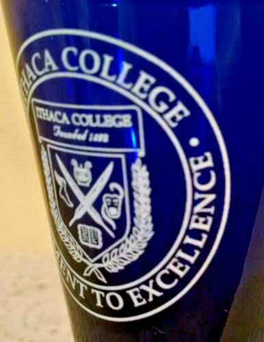 ITHACA COLLEGE SHOT GLASS COBALT BLUE CONTOURED COMMITMENT TO EXCELLENCE 1892 NY - Picture 6 of 7