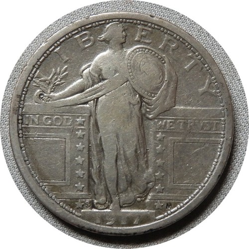 elf Standing Liberty Quarter 1917 S Type I World War I H44 - Bild 1 von 4