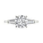 1.9 Round Baguette Engagement Anniversary 3-Stone Promise Ring 14K White Gold
