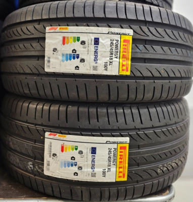 ほぼ未走行 PIRELLI POWERGY 245/40R18 18インチ 夏タイヤ 4本 audi/A4/A4アバント/A6/A6アバント/TT等　(VTF820) クレジットカード QR決済可能 2X NEW PIRELLI POWERGY 245/45/18 XL 100Y UHP CAR/SUV TYRES 245 45