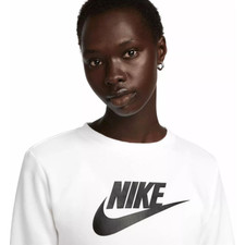 Nike Women's Sportswear Fleece Logo Sweatshirt in White, Diff. Sizes, DQ5832-100