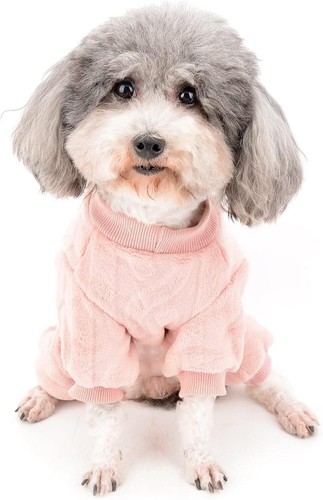 Small Puppy Dog Hoodie Jumper Pullover Pet Outfit Size M Back Length 9.5" Pink - Picture 2 of 7