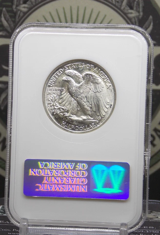 1947 "P" Walking Liberty Half Dollar 50c NGC MS64 #018 BU Old FATTY ECC&C, Inc. - Image 4 of 4
