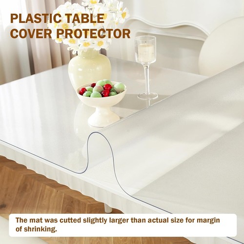 Customizable Waterproof Table Cover 108x44 - Durable 2mm Transparent Protector - Picture 4 of 10