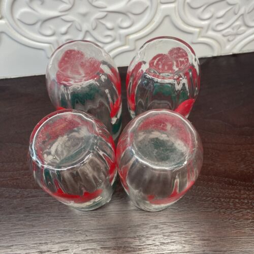 Set 4 bicchieri vetro metà secolo 50 swanky swigs rosso bianco verde fragole - Foto 2 di 5