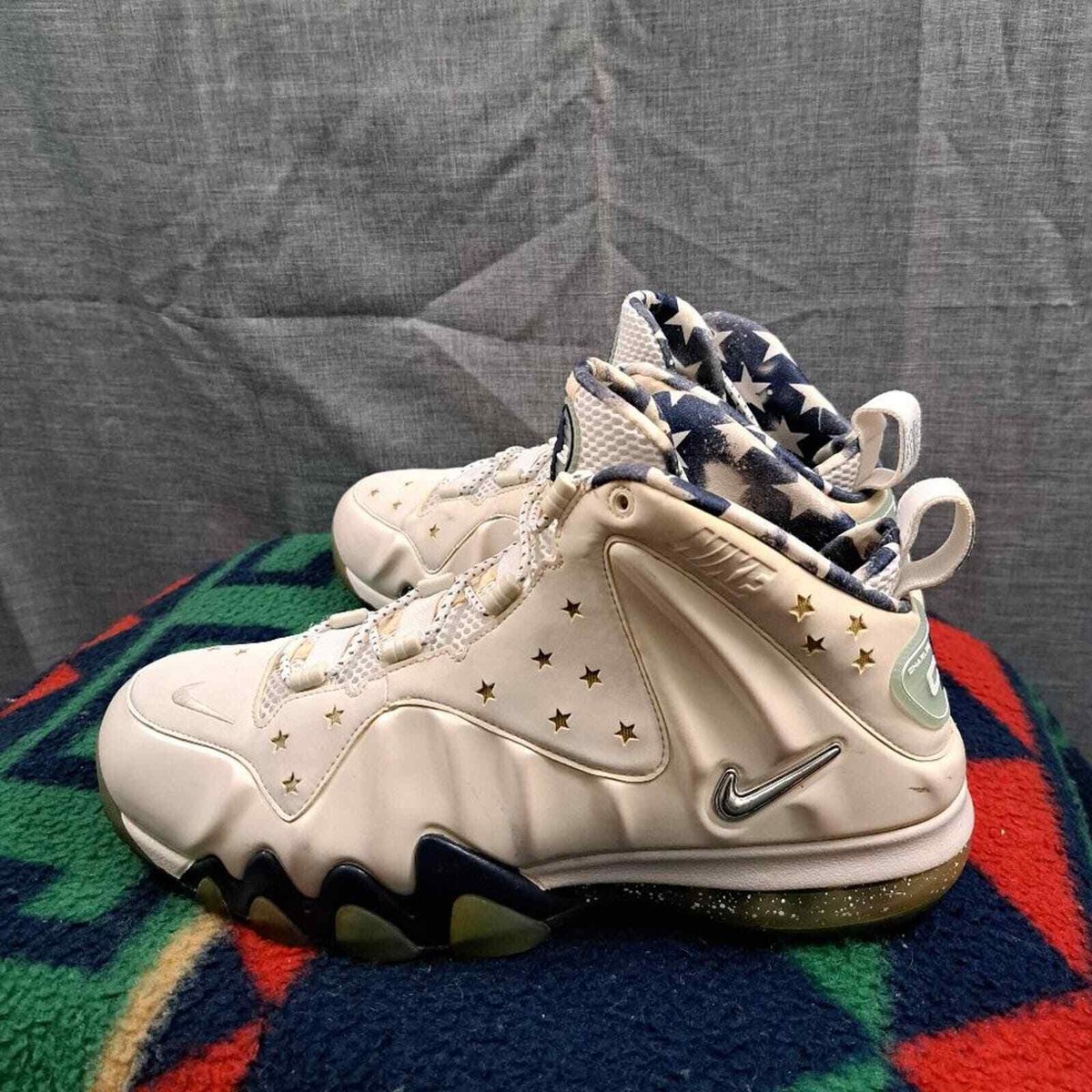 Rare Nike Barkley Posite Max Men's Size 12 White & Metallic Silver