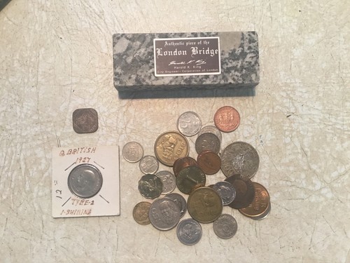 Original London Bridge Stein SILBER Schilling 1927 Briten 1 Anna 1/4 # Münzen - Bild 1 von 14