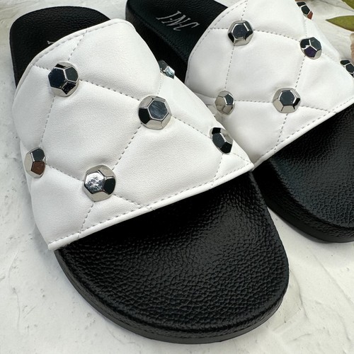 INC International Concepts Peymin Pool Slide Sand White Studded Size 6 - Picture 3 of 9