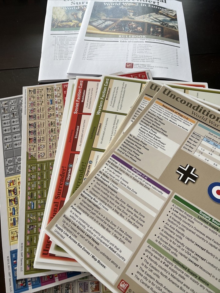 GMT Games Unconditional Surrender WW2 In Europe, 2017 2d Printing