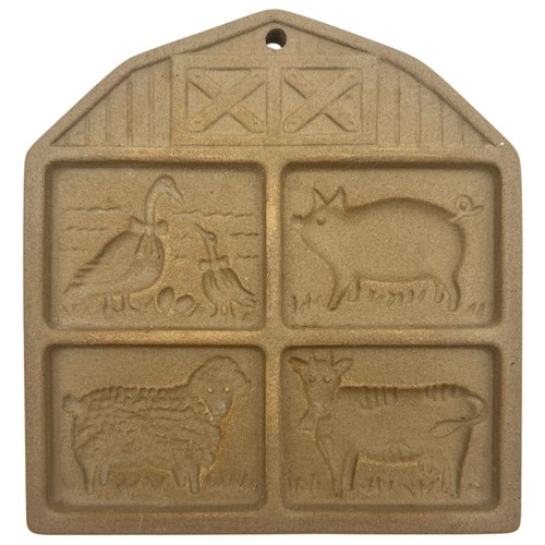 Molde para galletas de gres Pampered Chef Farmyard Friends 1994 gansos cerdo oveja vaca - Imagen 1 de 5