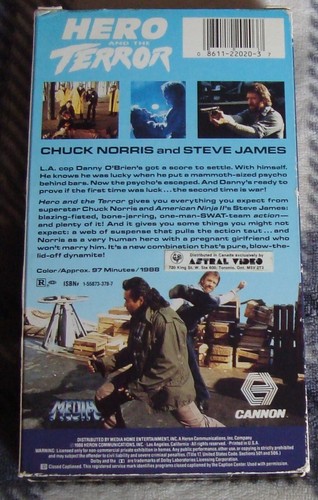 HERO AND THE TERROR (vhs,1988,english,hi-fi stereo,MEDIA/CANNON video) tested - Picture 2 of 3