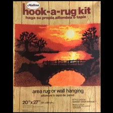 Vtg 70’s Mod Sunset Bridge Latch Hook KIT Rug Wall Decor Boho Malina 20x27 NOS