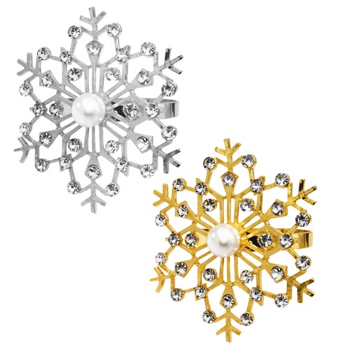 1-18pcs Christmas Snowflake Napkin Rings Diamante Serviettes Dinner Towel Holder - Picture 2 of 16