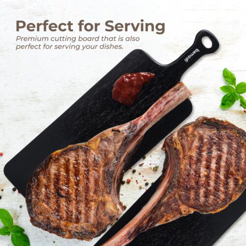 Black Wood Cutting Board - Kitchen Chopping Board for Vegetables Cheese Charc... - Picture 2 of 6