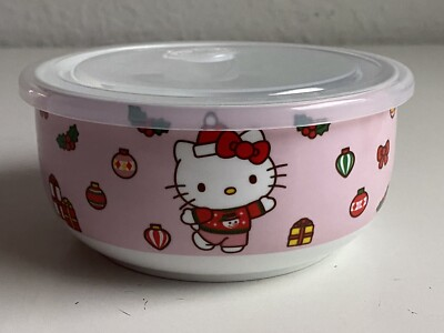 #ad Hello Kitty Christmas Pressure Lid Ceramic Food Storage Bowl Pink MEDIUM NEW $20.00