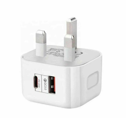 Adattatore di alimentazione da viaggio doppia porta tipo C 20W PD spina da parete veloce QC 3.0 UK - Foto 7 di 8