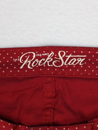 Old Navy Rockstar Women's Jeans 18 Red Polka Dot Skinny Mid Rise - Picture 9 of 12